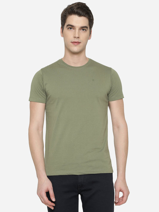 Light Olive Solid Slim Fit T-Shirt | Greenfibre