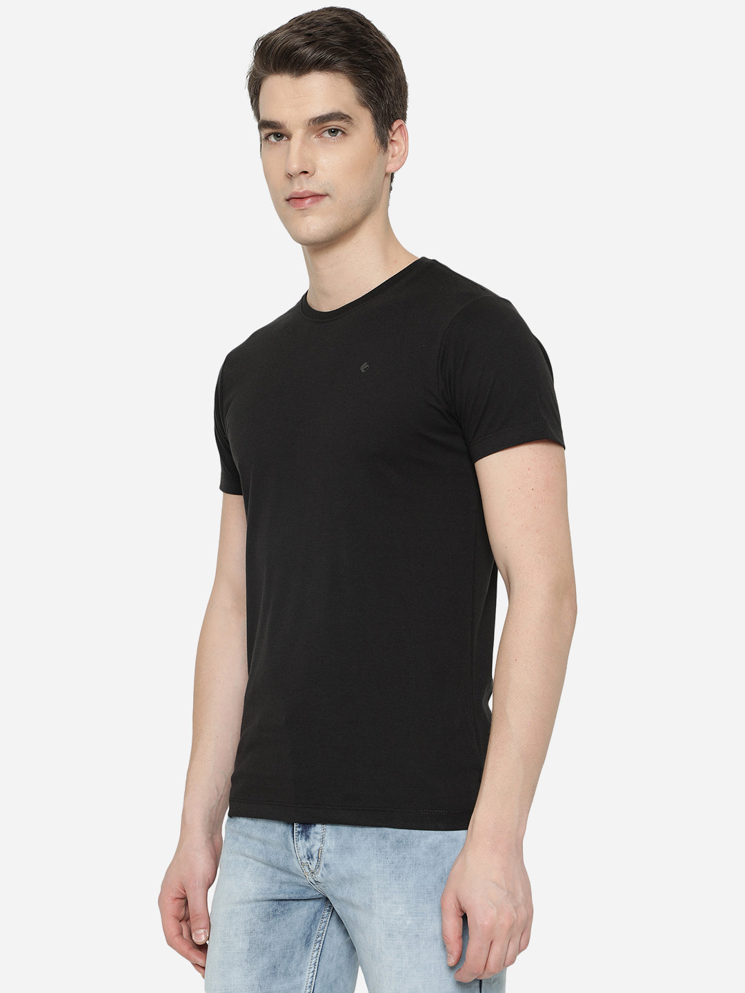 Black Solid Slim Fit T-Shirt | Greenfibre