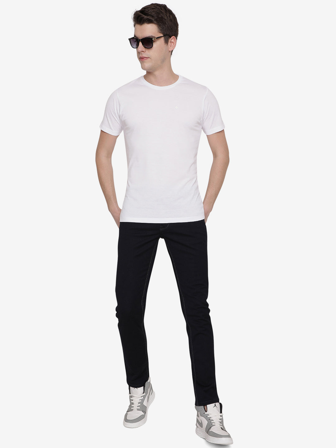 White Solid Slim Fit T-Shirt | Greenfibre