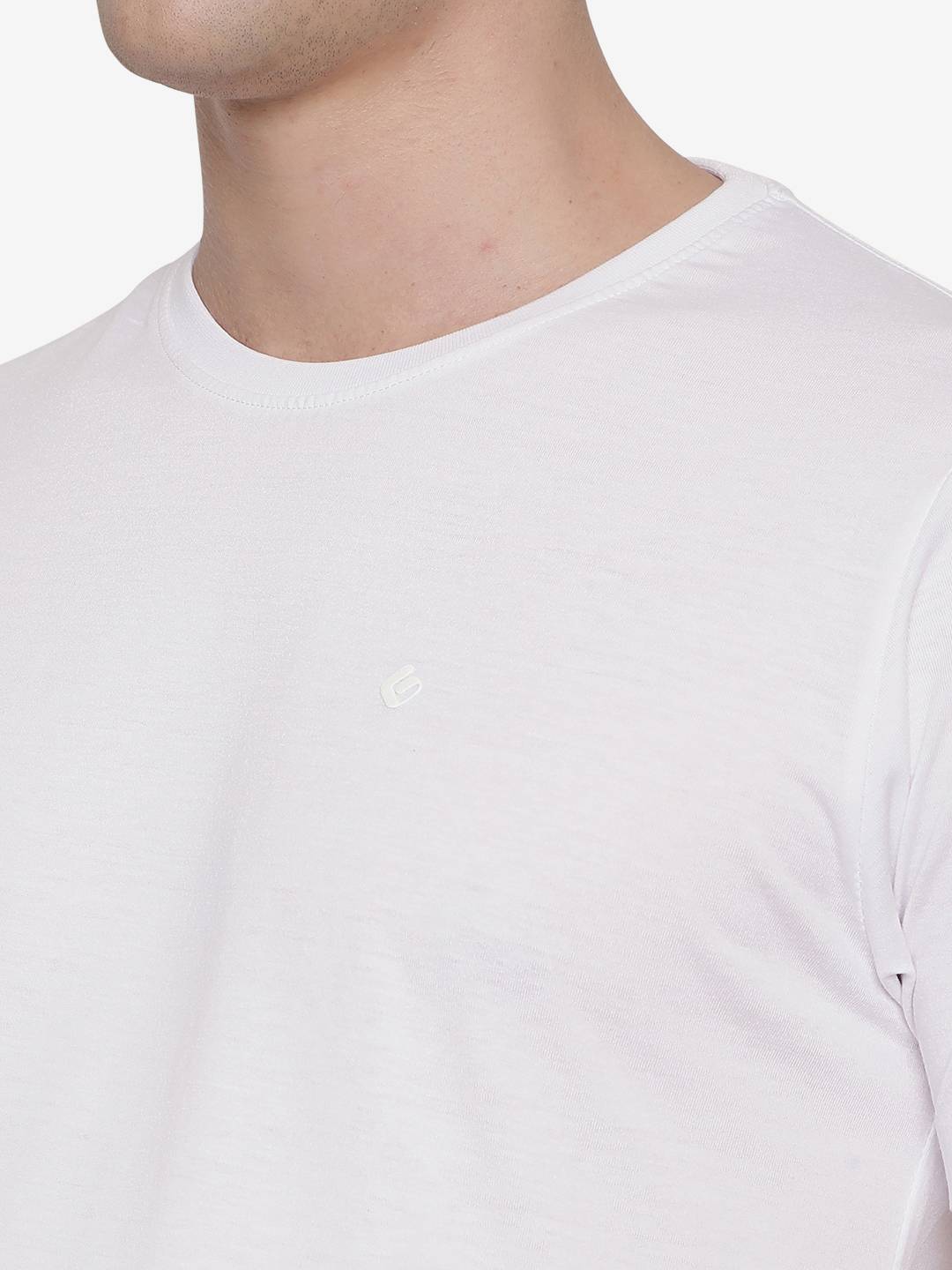 White Solid Slim Fit T-Shirt | Greenfibre