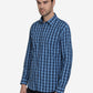 Sky Blue & Dark Blue Checked Regular Fit Casual Shirt  | Greenfibre