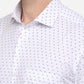 White & Black Printed Regular Fit Formal Shirt | Greenfibre