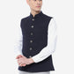 Navy Blue Solid Regular Fit Bandhgala Jacket | Greenfibre