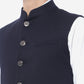 Navy Blue Solid Regular Fit Bandhgala Jacket | Greenfibre