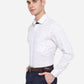 White & Blue Printed Slim Fit Formal Shirt | Greenfibre