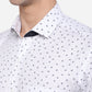 White & Blue Printed Slim Fit Formal Shirt | Greenfibre