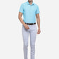 Sky Blue Solid Super Slim Fit Casual Trouser | Greenfibre