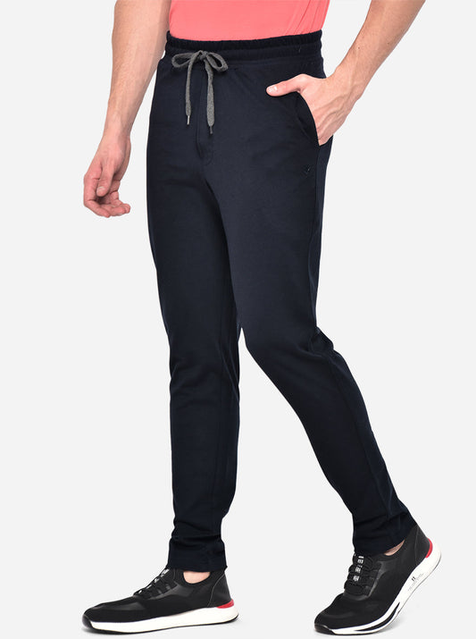 Navy Blue Solid Regular Fit Track Pant | Greenfibre