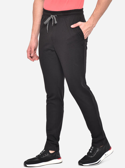 Black Solid Regular Fit Track Pant | Greenfibre