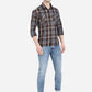 Brown Checked Slim Fit Semi Casual Shirt | Greenfibre