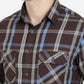 Brown Checked Slim Fit Semi Casual Shirt | Greenfibre