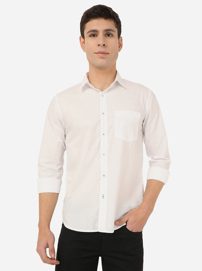 Bright White Solid Slim Fit Semi Casual Shirt | Greenfibre