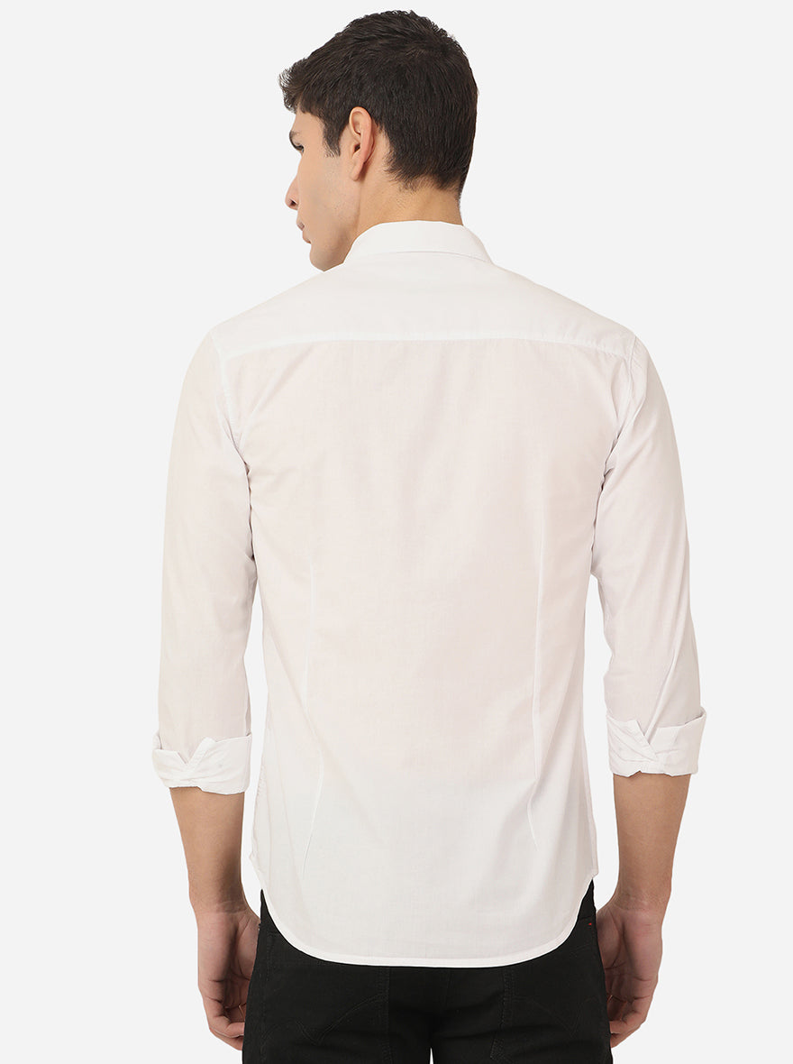 Bright White Solid Slim Fit Semi Casual Shirt | Greenfibre