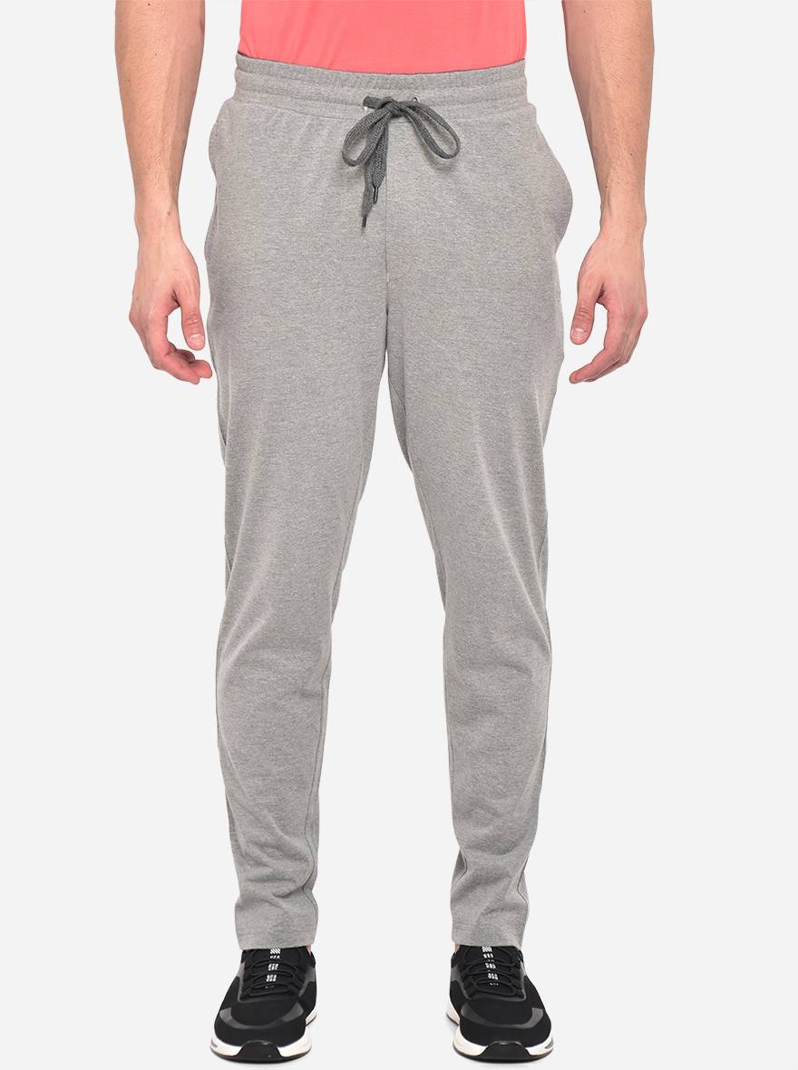 Grey Melange Solid Regular Fit Track Pant | Greenfibre