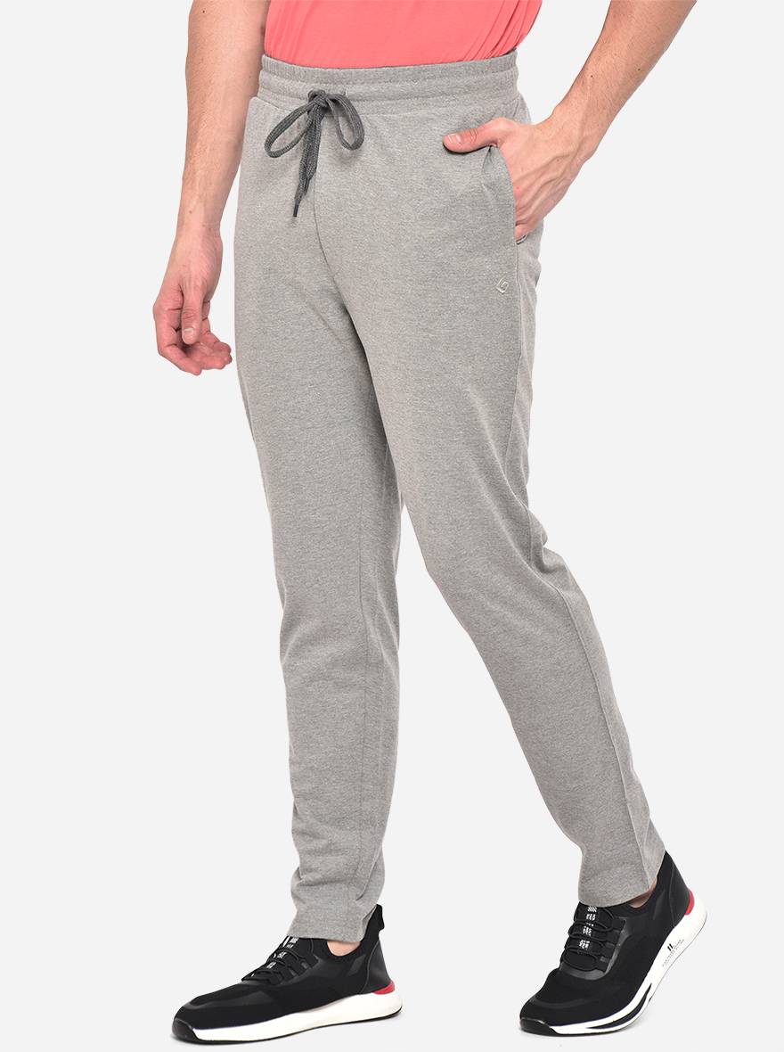 Grey Melange Solid Regular Fit Track Pant | Greenfibre