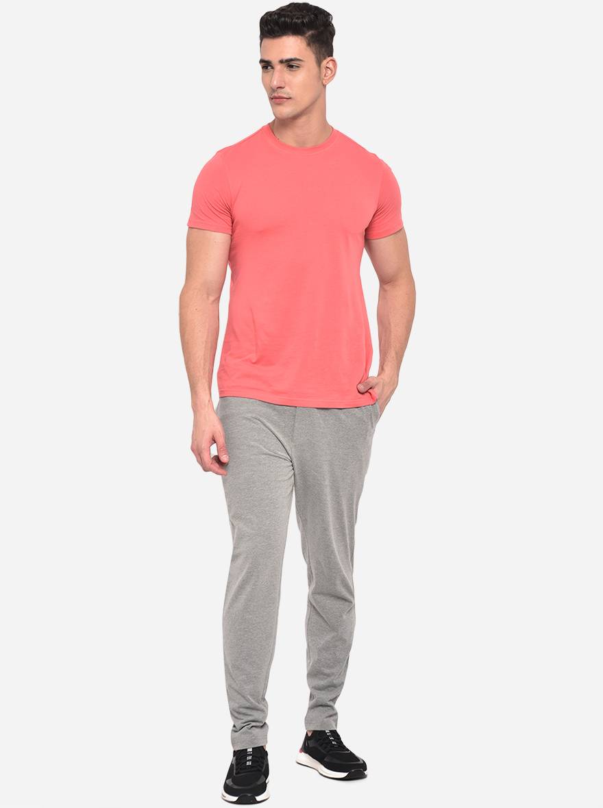 Grey Melange Solid Regular Fit Track Pant | Greenfibre