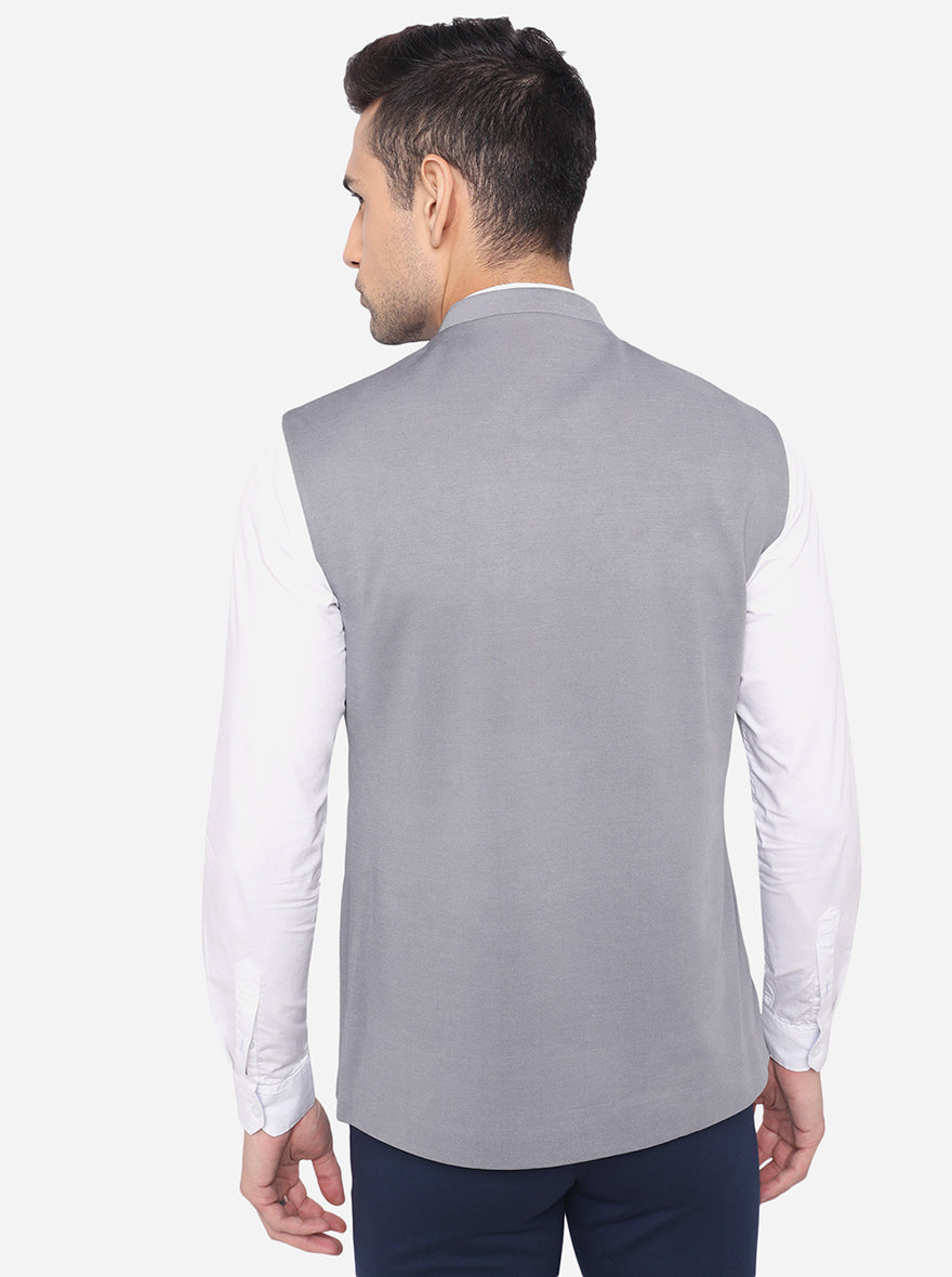 Light Grey Bandhgala Jacket | Greenfibre