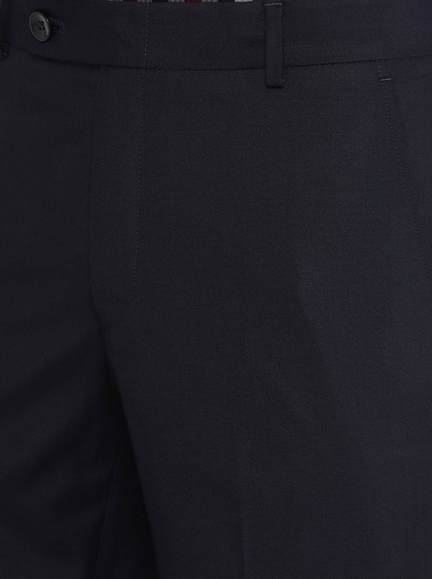 Navy Blue Solid Slim Fit Formal Trouser | Greenfibre