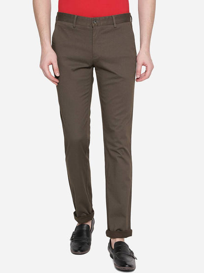 Rust Solid Super Slim Fit Casual Trouser | Greenfibre