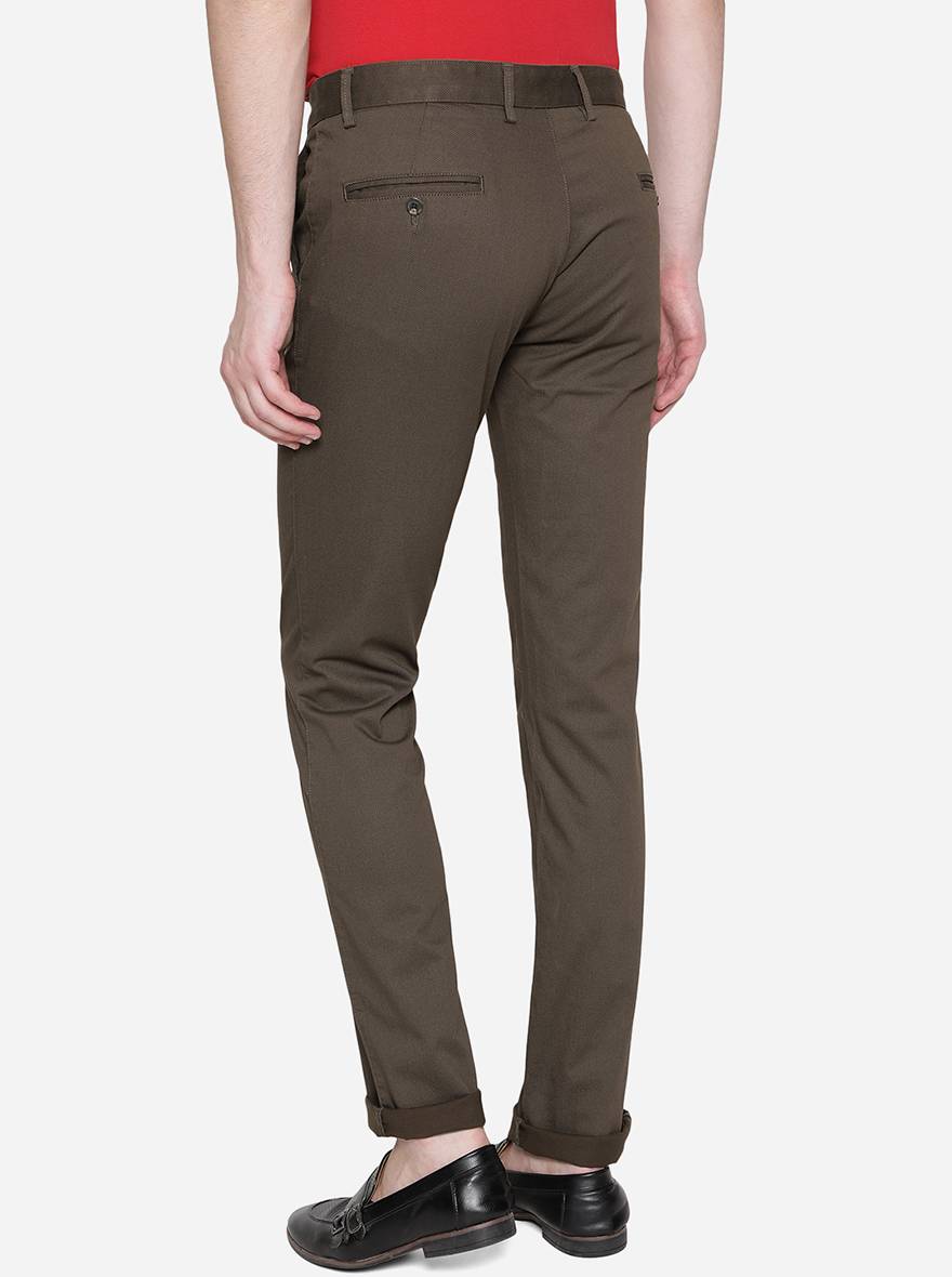 Rust Solid Super Slim Fit Casual Trouser | Greenfibre