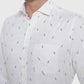 White Printed Slim Fit Formal Shirt | Greenfibre