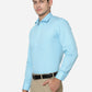 Sky Blue Printed Slim Fit Formal Shirt | Greenfibre