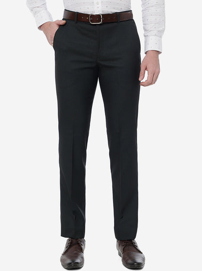 Green Solid Slim Fit Formal Trouser | Greenfibre