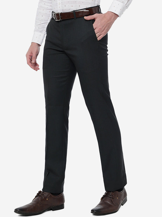 Green Solid Slim Fit Formal Trouser | Greenfibre