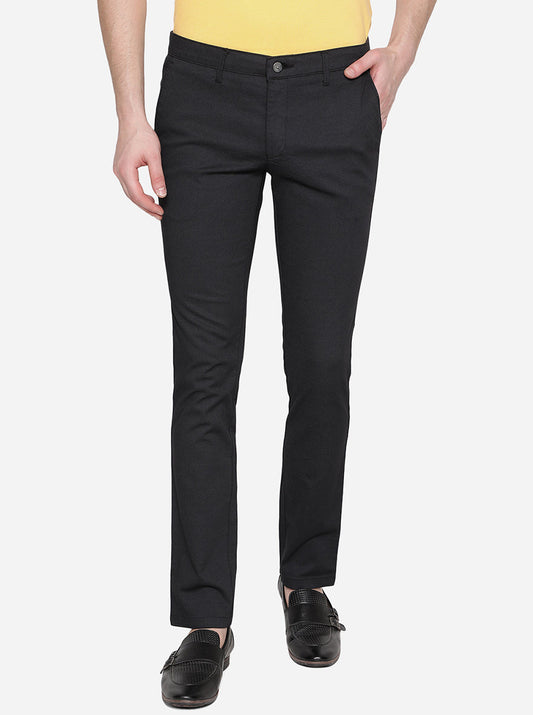 Black Solid Super Slim Fit Casual Trouser | Greenfibre