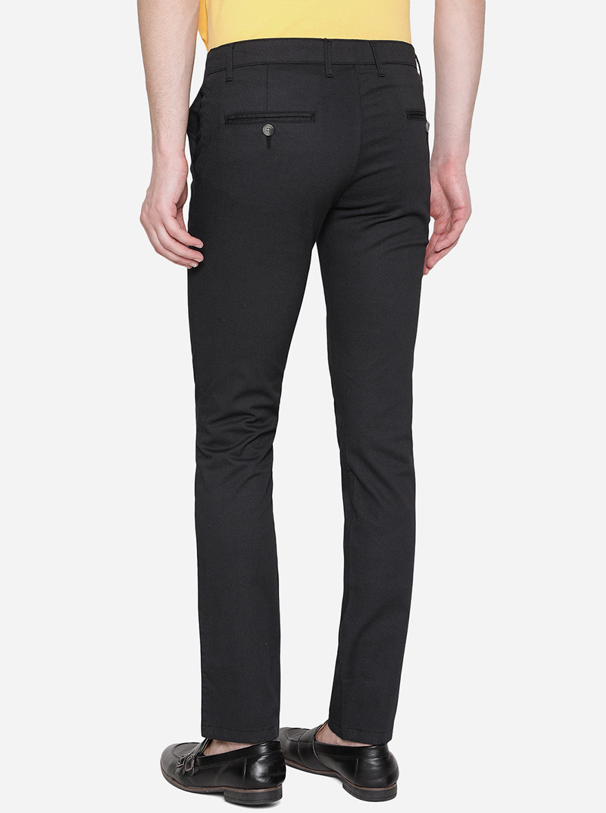 Black Solid Super Slim Fit Casual Trouser | Greenfibre