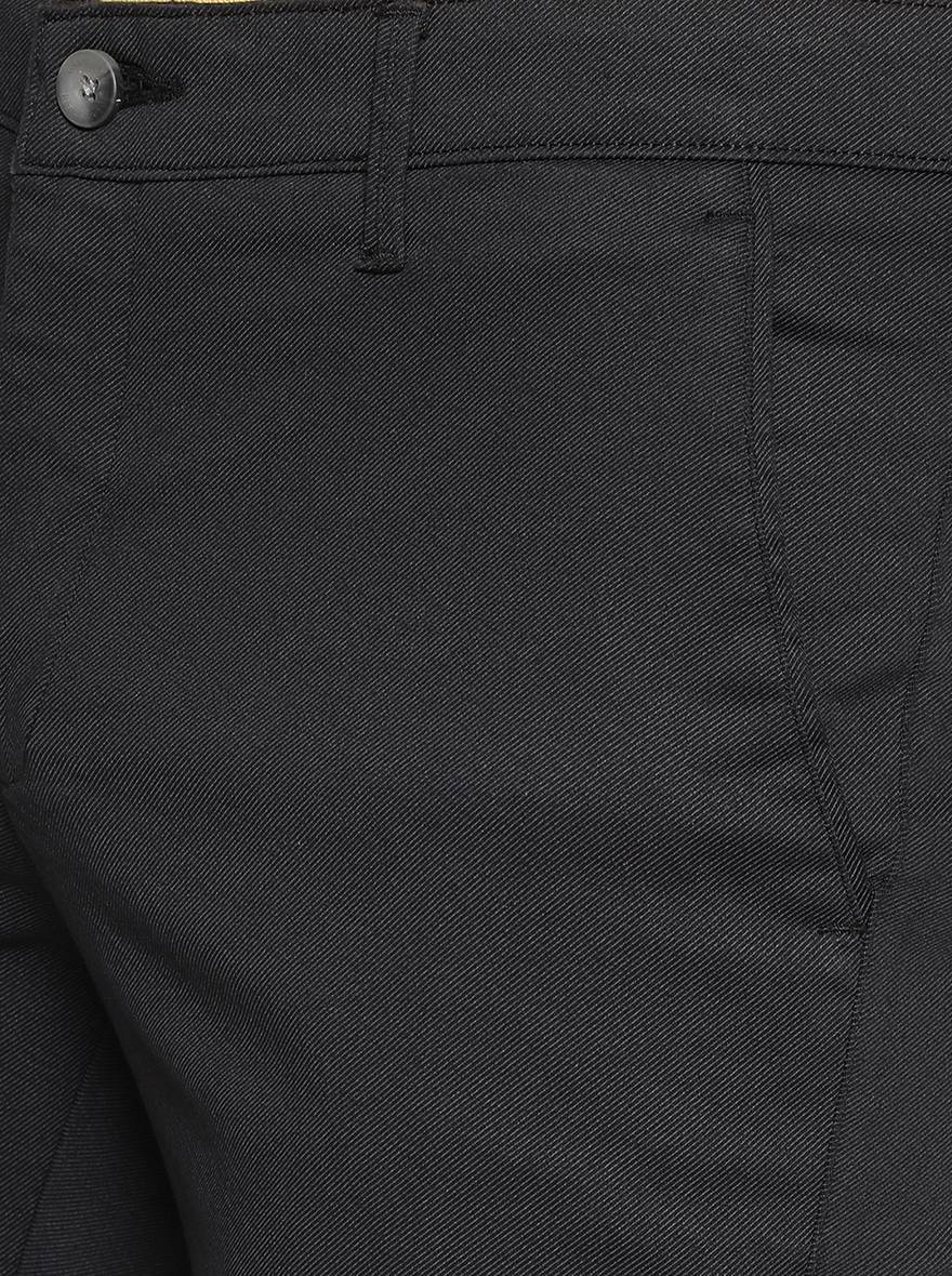 Black Solid Super Slim Fit Casual Trouser | Greenfibre