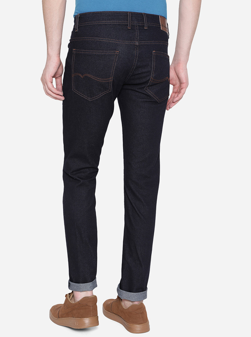 Denim Blue Solid Narrow Fit Jeans | Greenfibre