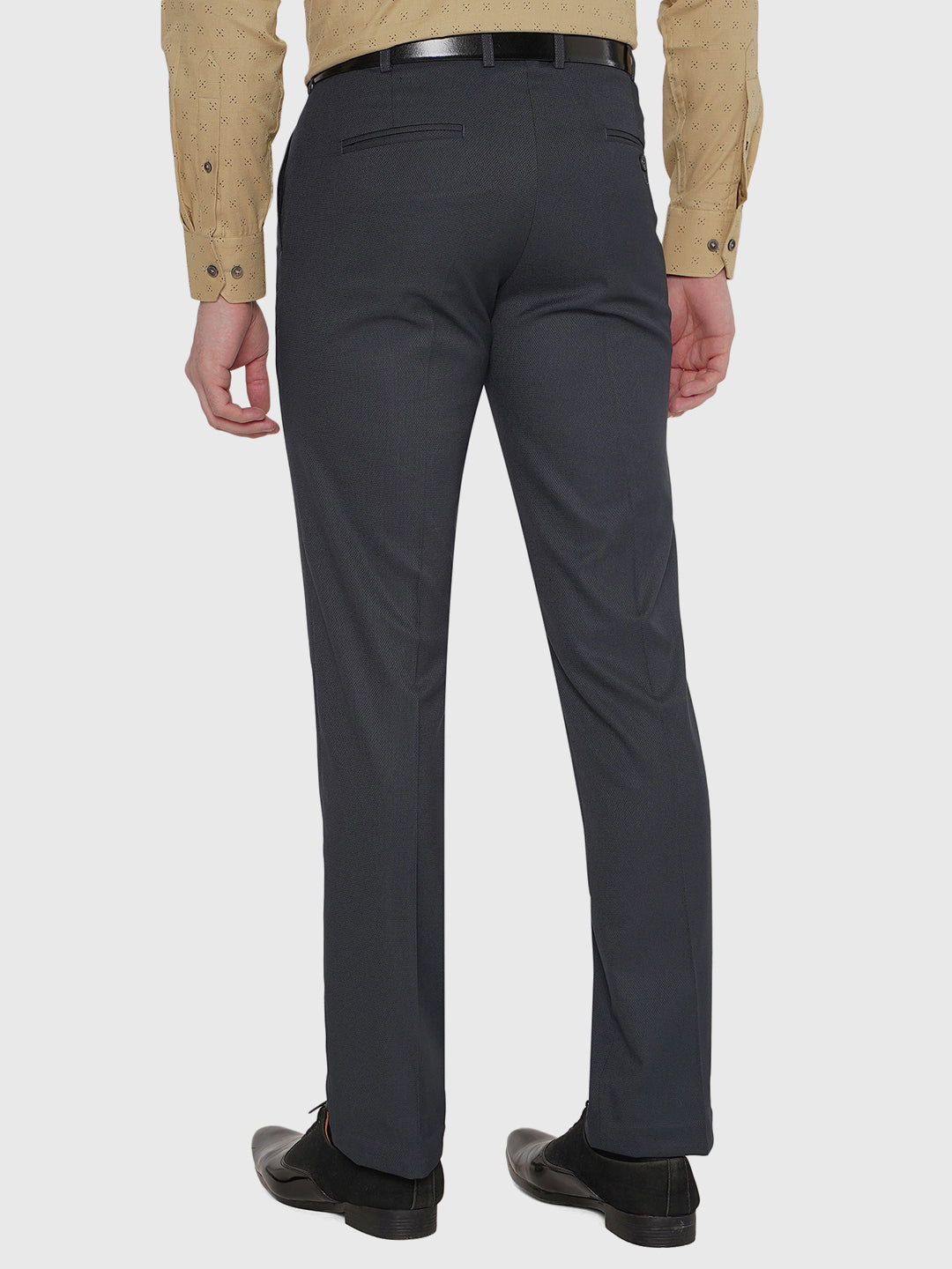 Light Blue Solid Slim Fit Formal Trouser | Greenfibre