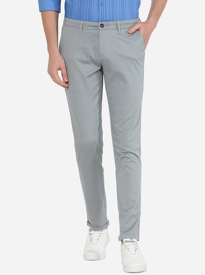 Light Blue Solid Neo Fit Casual Trouser | Greenfibre