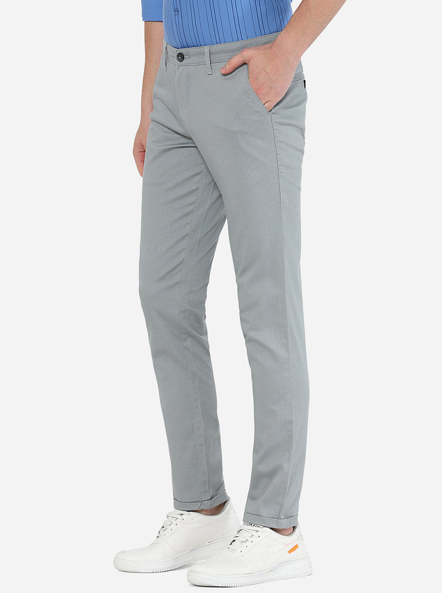 Light Blue Solid Neo Fit Casual Trouser | Greenfibre