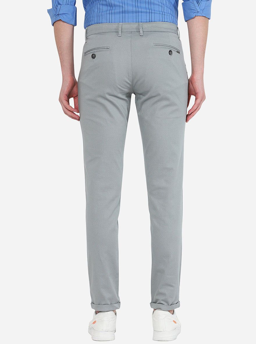 Light Blue Solid Neo Fit Casual Trouser | Greenfibre