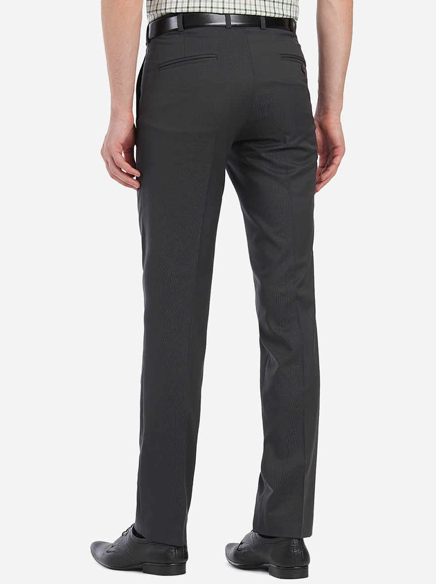 Charcoal Grey Solid Slim Fit Formal Trouser | Greenfibre