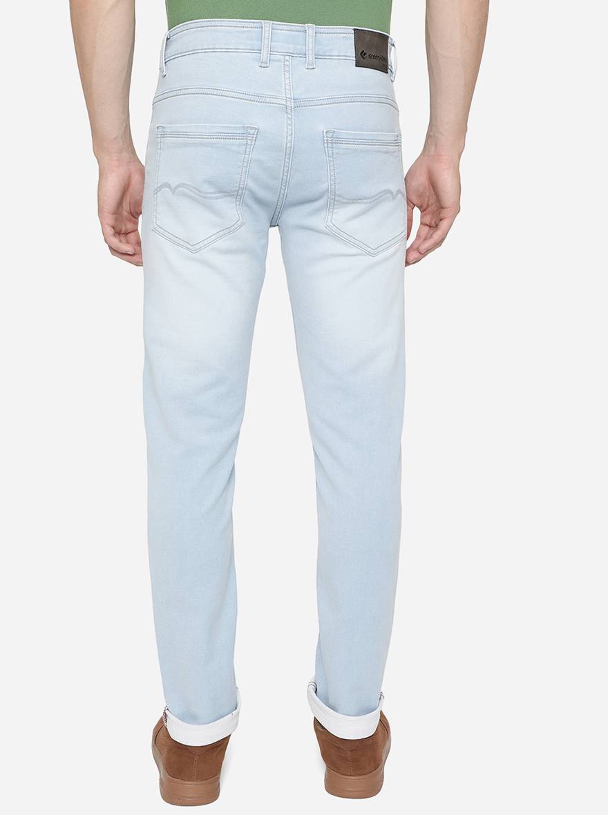 Ice Blue Solid Narrow Fit Jeans | Greenfibre