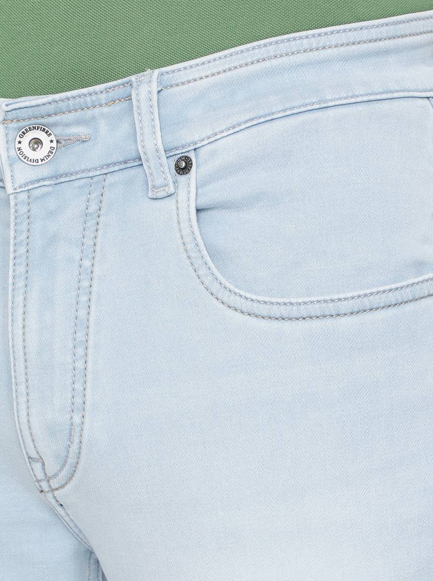 Ice Blue Solid Narrow Fit Jeans | Greenfibre