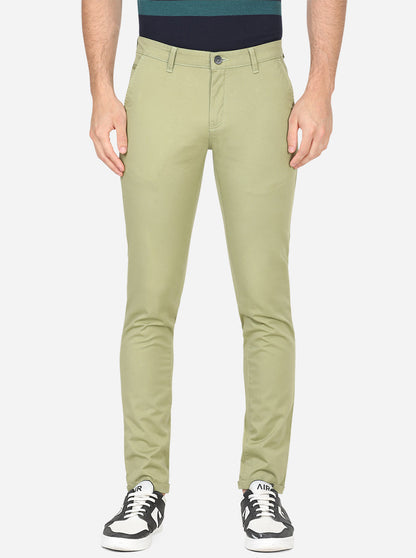 Sage Green Solid Neo Fit Casual Trouser | Greenfibre