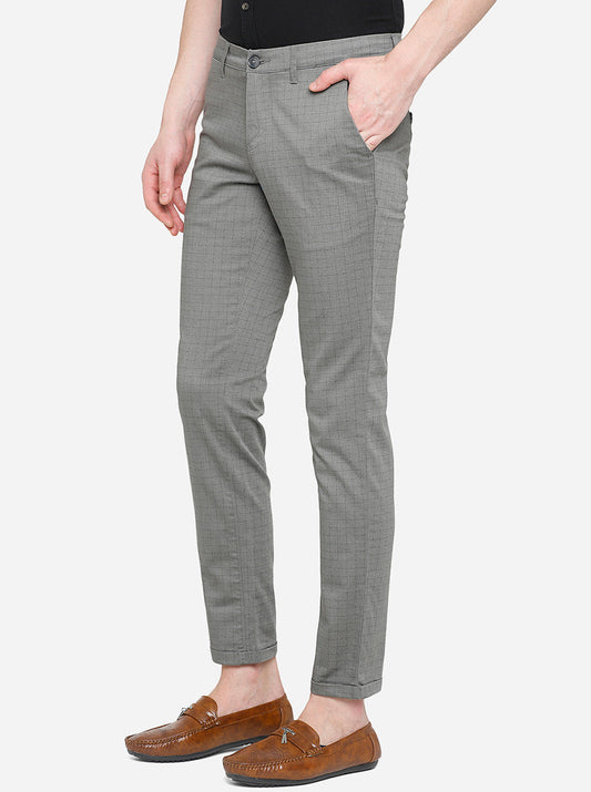 Stone Grey Solid Neo Fit Casual Trouser | Greenfibre