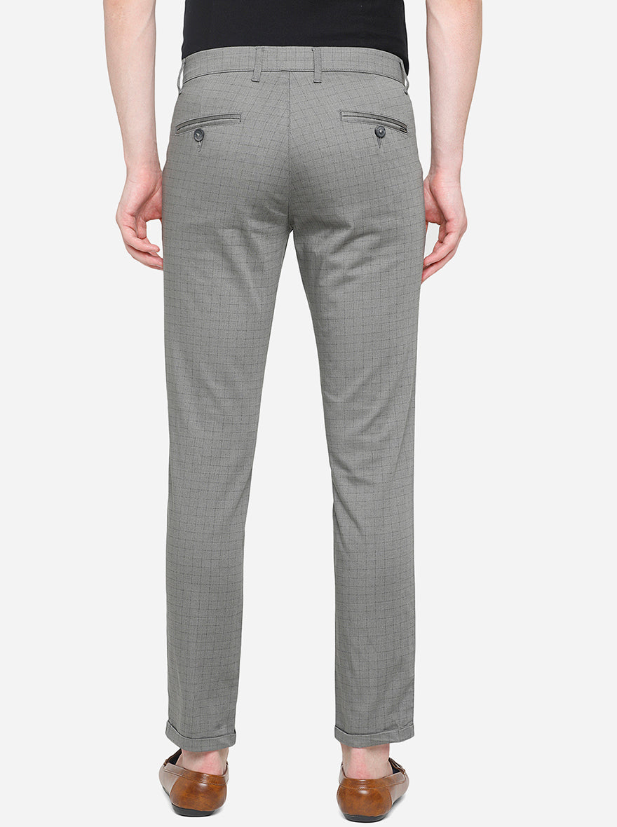 Stone Grey Solid Neo Fit Casual Trouser | Greenfibre