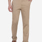 Light Khaki Solid Slim Fit Casual Trouser | Greenfibre