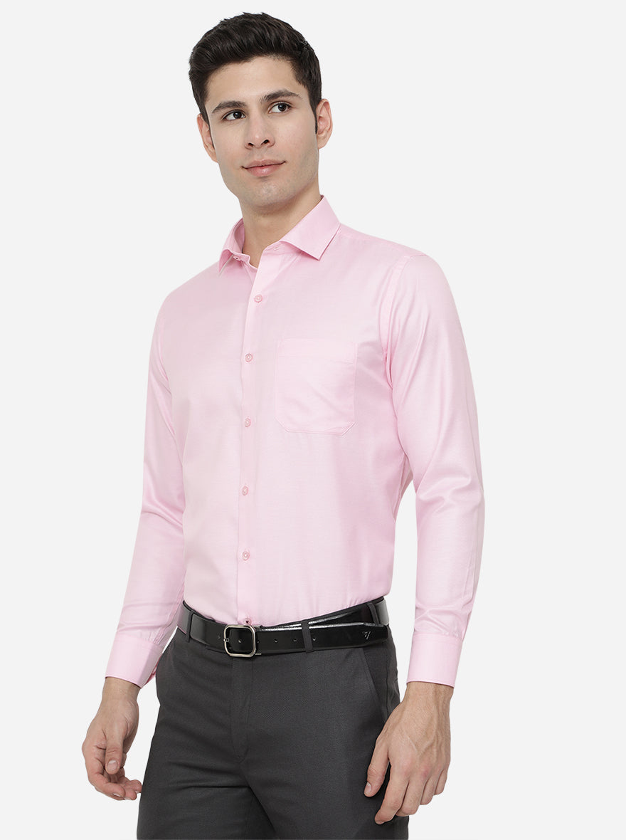 Pink Dobby Slim Fit Formal Shirt | Greenfibre