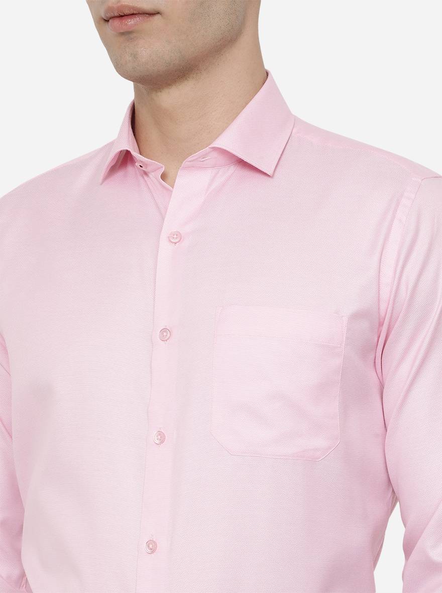 Pink Dobby Slim Fit Formal Shirt | Greenfibre