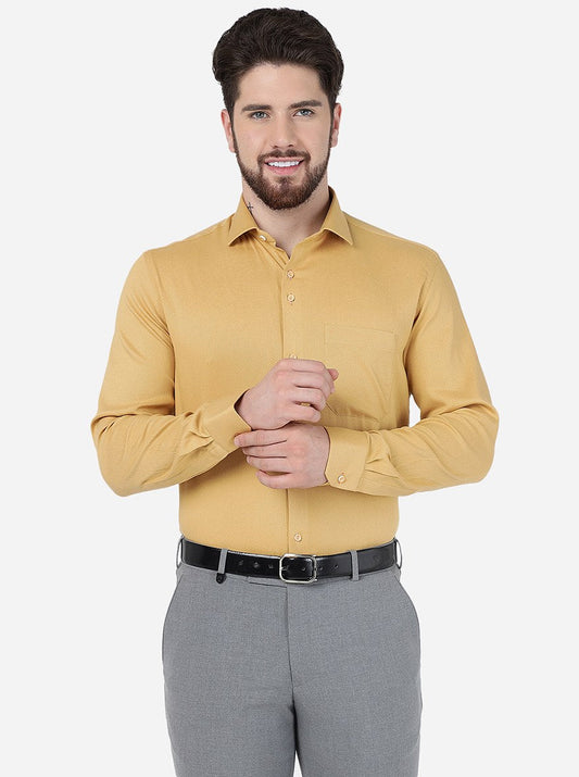 Yellow Solid Slim Fit Party Wear Shirt | Greenfibre