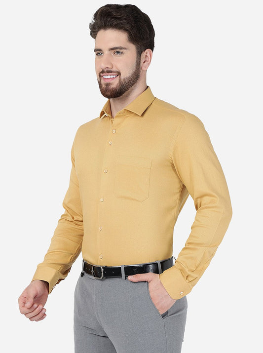 Yellow Solid Slim Fit Party Wear Shirt | Greenfibre