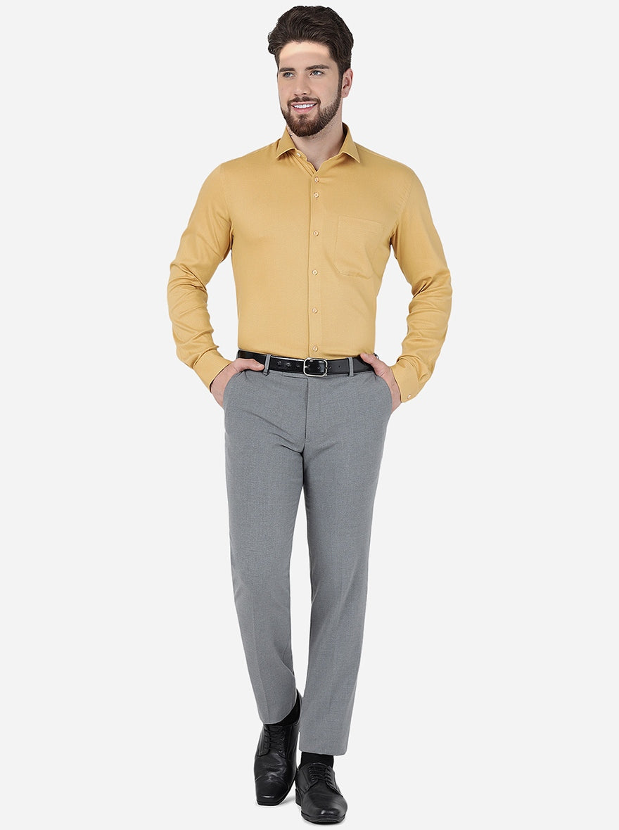 Yellow Solid Slim Fit Party Wear Shirt | Greenfibre