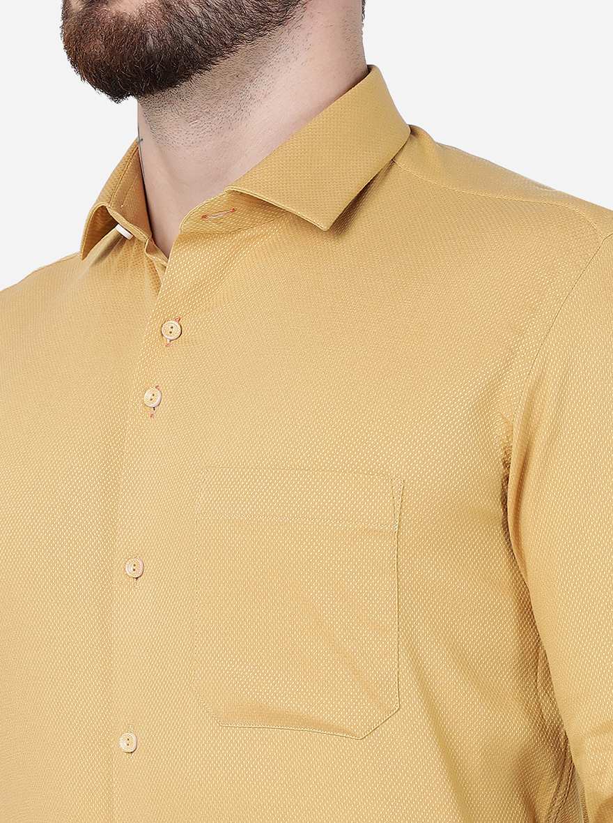 Yellow Solid Slim Fit Party Wear Shirt | Greenfibre