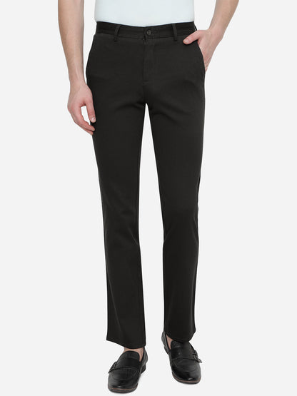 Black Solid Slim Fit Casual Trouser | Greenfibre